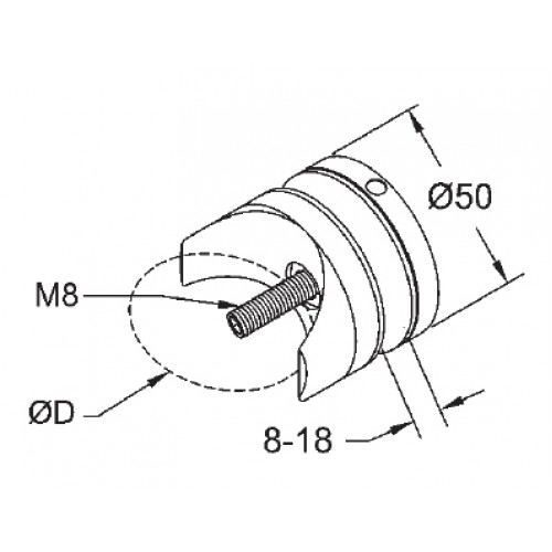 50mm Glass Holder to sit on 48.3mm o/d tube 316